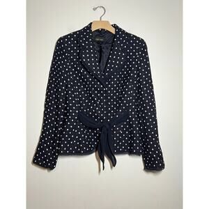 Escada Black with White Dot Silk Tie Accent Blazer Jacket Size 6 US 36